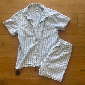 Petite Plume Children's Light Blue Stripe Pajama Set - Soft Top & Shorts Size 10